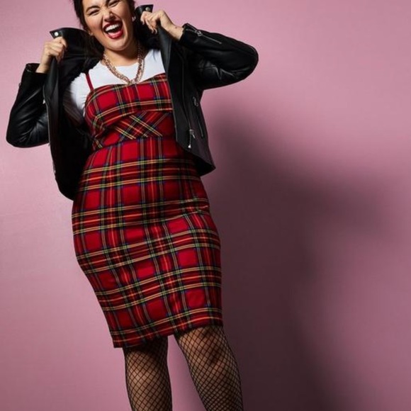 Betsey Johnson Torrid Collaboration Red Tartan Ponte Plaid Dress - Picture 4 of 10